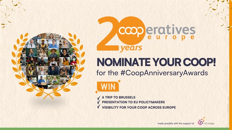 Al via i #CoopAnniversaryAwards: Cooperatives Europe premia le cooperative che fanno la differenza